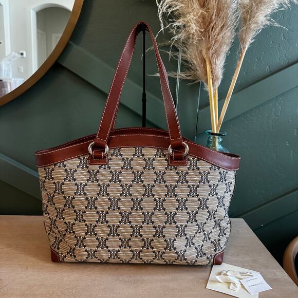 MINT CELINE MACADAM STRAW TOTE - Picture 3 of 7